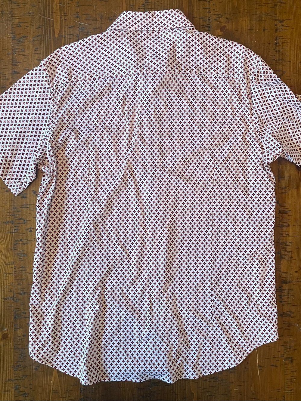Butter Cloth Men’s Casual Button-Down Shirt in White with Red & Black Print - Picture 3 of 3